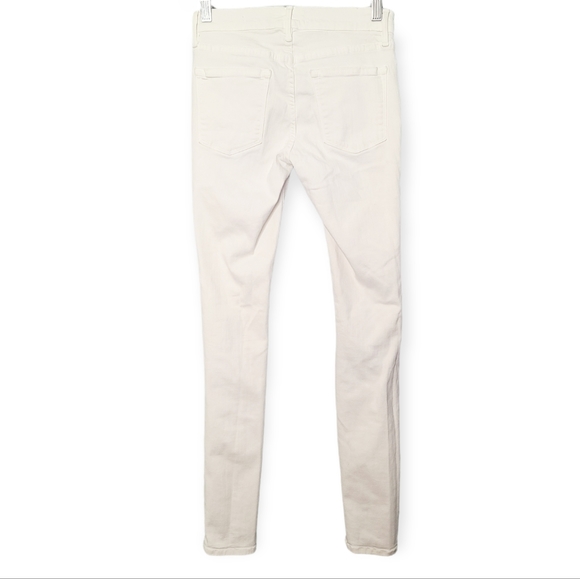 FRAME Le Skinny de Jeanne White Distressed Ripped Jeans - Picture 4 of 10